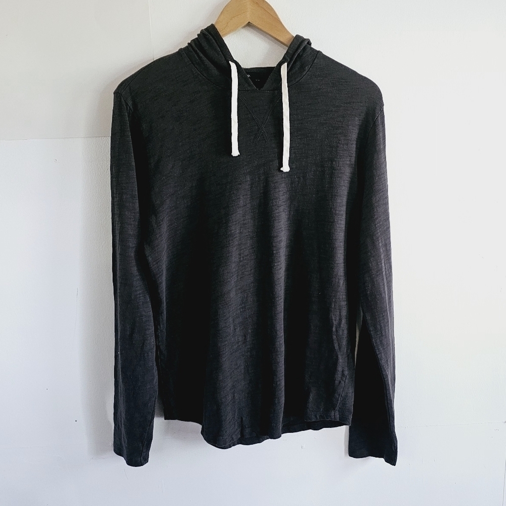 Vince Regular Fit Slub Lightweight Long Sleeves Gray Men's Hoodie Size S